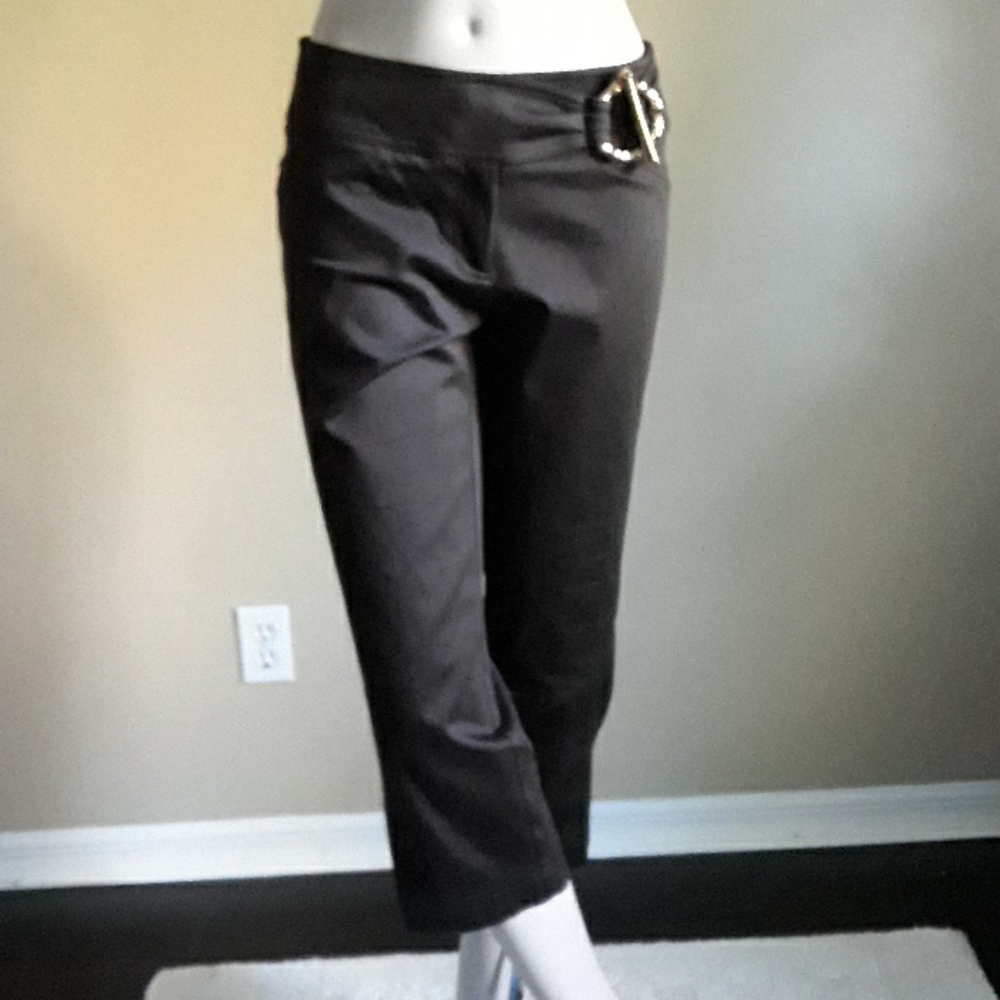 Cach Brown Cropped Pants With Buckle Size 4 - image 2